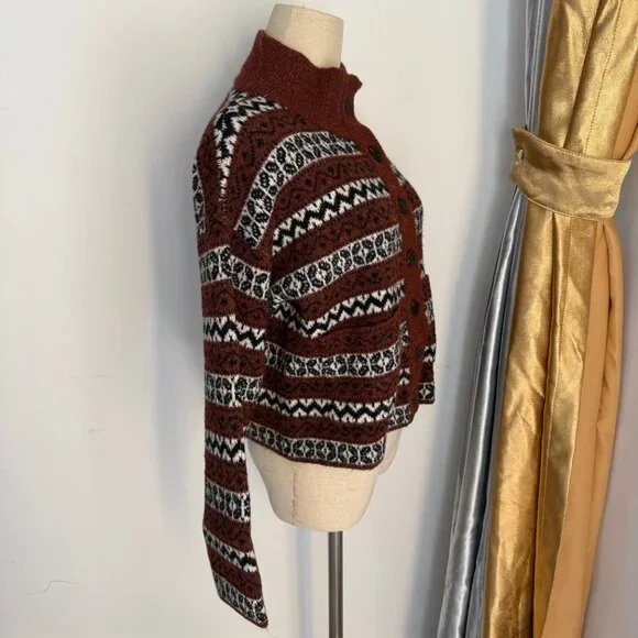 Sezane Thais jacket sweater mohair brown jacquard - Picture 3 of 11